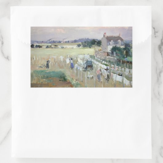 Berthe Morisot -ぶら下がった洗濯物を乾かす 長方形シール (バッグ)