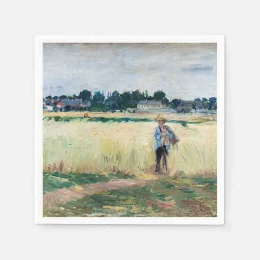 Berthe Morisot – ジュネビリエのホイートフィールドで スタンダードカクテルナプキン (正面)
