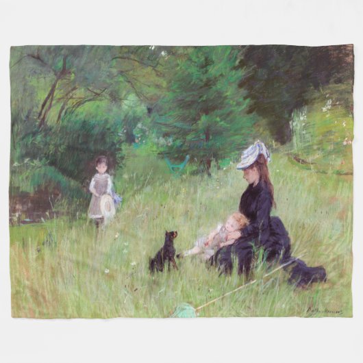 Berthe Morisot – 公園 フリースブランケット (正面(横))