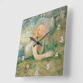 Berthe Morisot – 羊飼いの女性が休息 スクエア壁時計 (傾斜)
