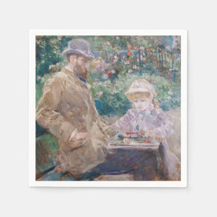 Berthe Morisot - Eugene Manetと彼の娘 スタンダードカクテルナプキン