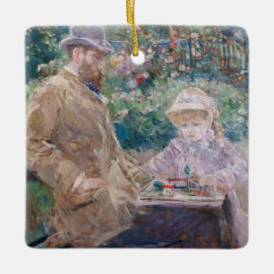 Berthe Morisot - Eugene Manetと彼の娘 セラミックオーナメント