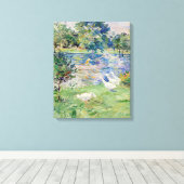 Berthe Morisot - Geseとボートに乗った女の子 キャンバスプリント (インサイチュ (ウッドフロア))