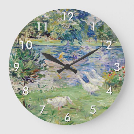 Berthe Morisot - Geseとボートに乗った女の子 ラージ壁時計 (正面)