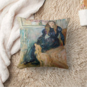 Berthe Morisot - JulieとGreyhound Laerte クッション (ブランケット)