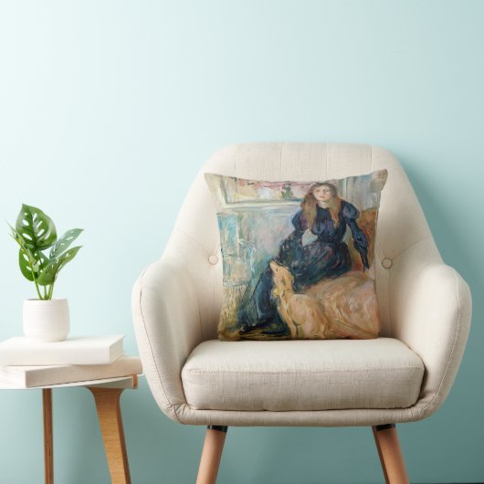 Berthe Morisot - JulieとGreyhound Laerte クッション (椅子)
