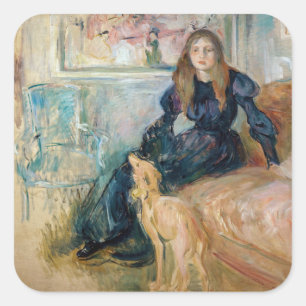 Berthe Morisot - JulieとGreyhound Laerte スクエアシール
