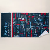  Bertie personalized name meaning red blue white ビーチタオル (正面)