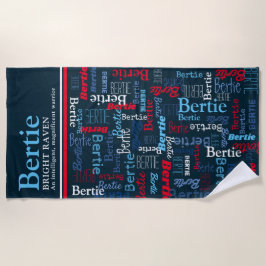  Bertie personalized name meaning red blue white ビーチタオル