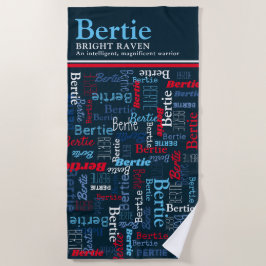 Bertie personalized name meaning red blue white ビーチタオル