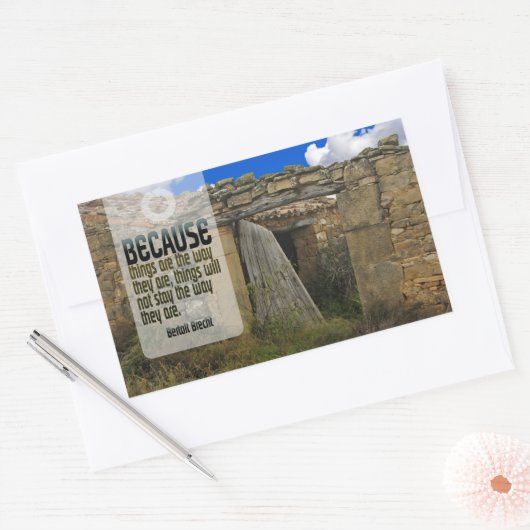 Bertolt Brecht感動的引用文「変更」 長方形シール (封筒)