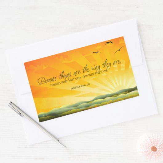 Bertolt Brecht感動的引用文「変更」 長方形シール (封筒)