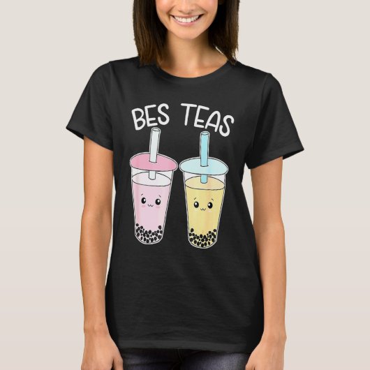 Bes Teas Boba Tea Besties Bubble Tea Cute Boba Bes Tシャツ (正面)