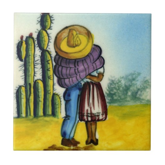 Beso -キスのヴィンテージのスタイルのメキシコ人のタイル タイル (正面)