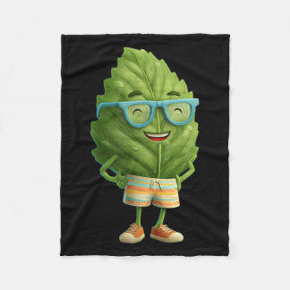 Bespectacled Leaf in Shorts for Beach and Holiday フリースブランケット