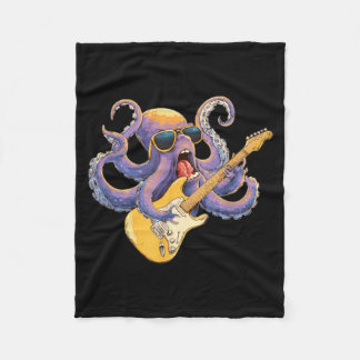 Bespectacled Octopus with Electric Guitar for a フリースブランケット