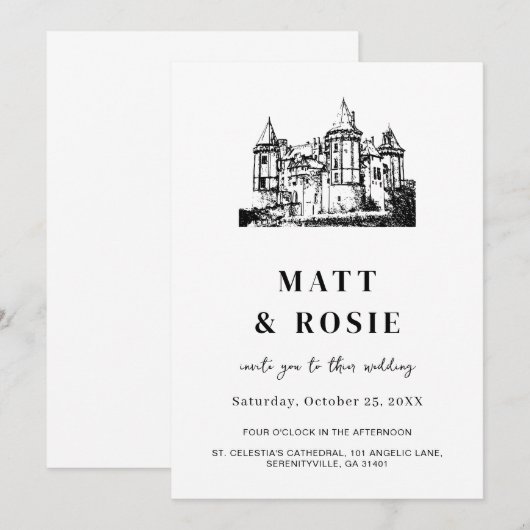 Bespoke結婚 With Venue Sketch DIGITAL DOWNLOAD 招待状 (正面/裏面)