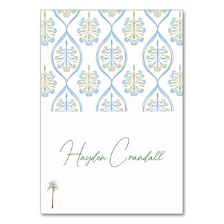 Bespoke Blue and Green Wedding Palm Tree テーブルナンバー