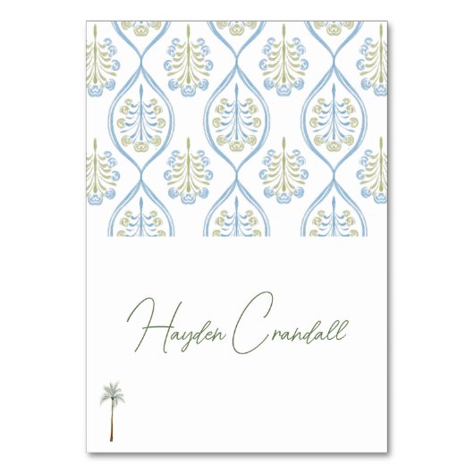 Bespoke Blue and Green Wedding Palm Tree テーブルナンバー (正面)