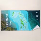 #Best日の英領バージン諸島の地図の記憶 ビーチタオル (正面)