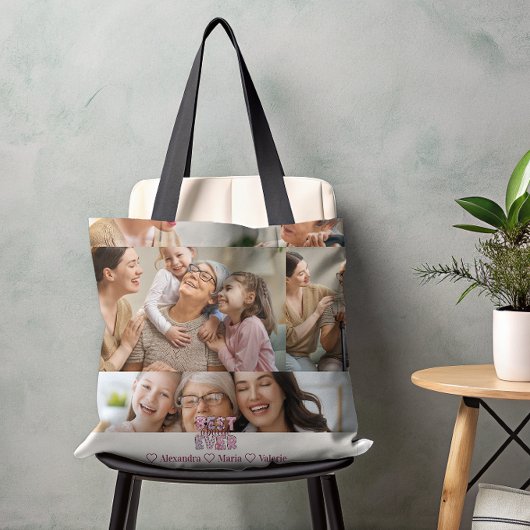 Best Abuela Ever Floral 5 Photo Collage トートバッグ