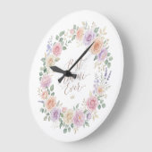 Best Ammi Ever Pastel Rose Peony Lavender Floral W ラージ壁時計 (傾斜)