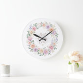 Best Ammi Ever Pastel Rose Peony Lavender Floral W ラージ壁時計 (ホーム)