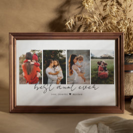 Best Aunt Ever Modern Script 4 Photos Collage Gift ポスター