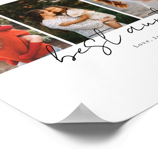Best Aunt Ever Modern Script 4 Photos Collage Gift ポスター (角)