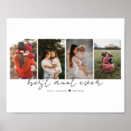 Best Aunt Ever Modern Script 4 Photos Collage Gift ポスター (正面)