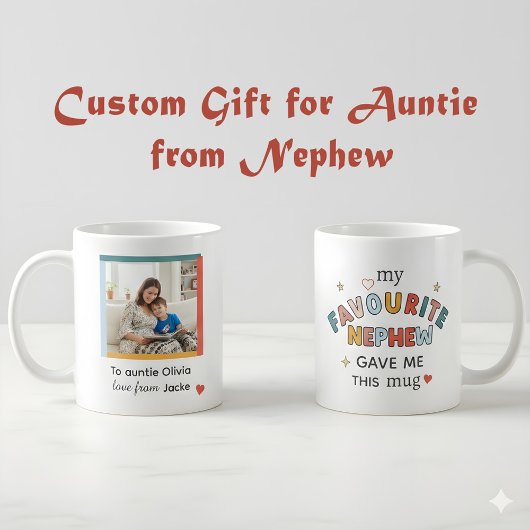 Best Auntie Ever Photo & Name Custom Nephew Gift コーヒーマグカップ