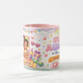 Best Auntie Rainbow Crown Custom Photo Collage マグカップ (中央)