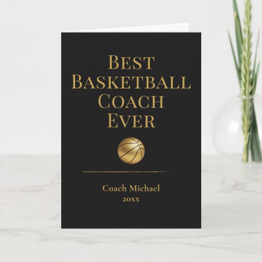 Best Basketball Coach Ever Elegant Black Gold Gift サンキューカード (正面)