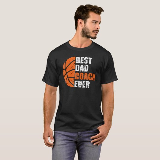 Best Basketball Dad Coach Ever Fathers Day Retro B Tシャツ (正面フル)