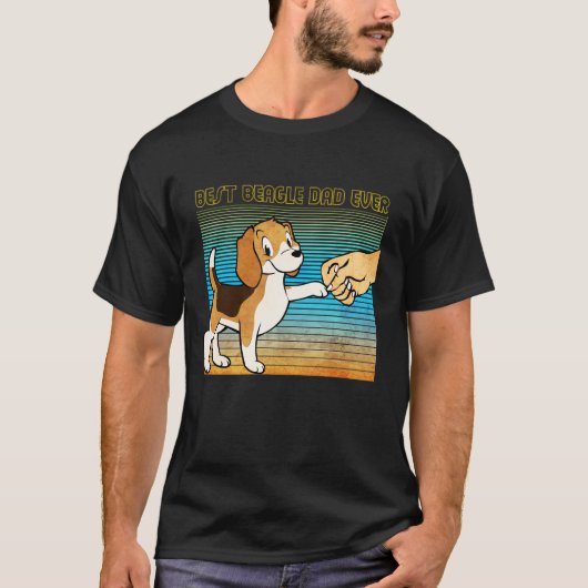 Best Beagle Dad Ever T- Shirt retro design Tシャツ (正面)