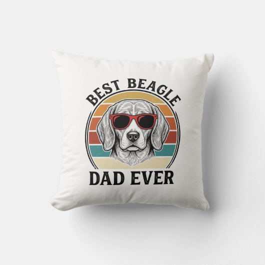Best Beagle Dad Ever Vintage Beagle Shirt Design_1 クッション (正面)