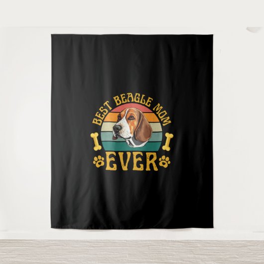 Best Beagle Mom Ever, Funny Beagle Dog Canine タペストリー (正面)