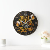 Best Beers Funny Beer Friends Man Cave Gift ラージ壁時計 (ホーム)