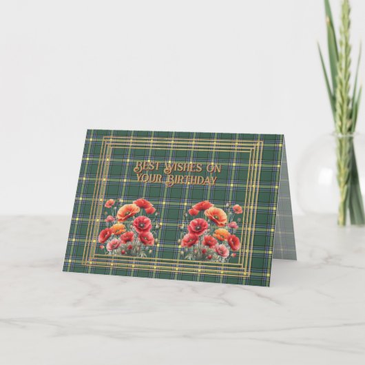 Best Birthday Wishes Province of Alberta Tartan カード (正面)