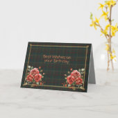 Best Birthday Wishes Province of Ontario Tartan カード (黄色い花)