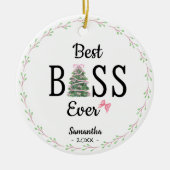 Best boss ever coworker wreath christmas tree セラミックオーナメント (正面)