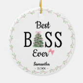 Best boss ever coworker wreath christmas tree セラミックオーナメント (裏面)