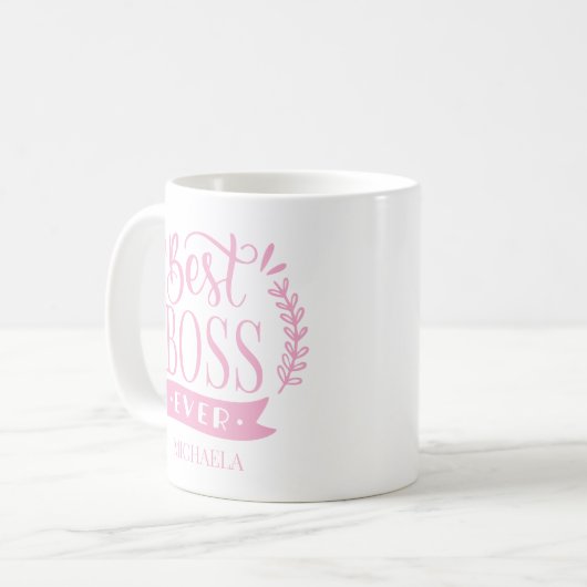 Best Boss Ever Personalized Wreath コーヒーマグカップ (正面左)