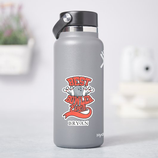 Best Bowler Ever Bowling Personalized シール (HydroFlask)