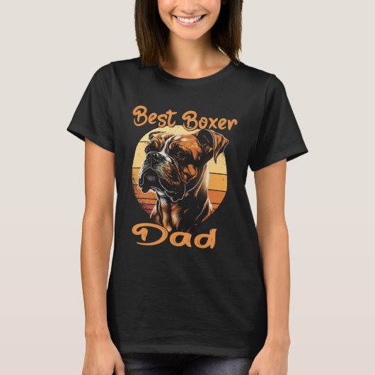 Best Boxer Dad Boxer Sunset Retro Dog Owner Dog Tシャツ (正面)