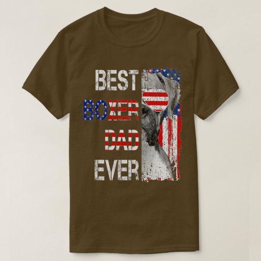 Best Boxer Dad Ever Dog Lover American Flag Father Tシャツ (デザイン正面)