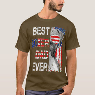 Best Boxer Dad Ever Dog Lover American Flag Father Tシャツ