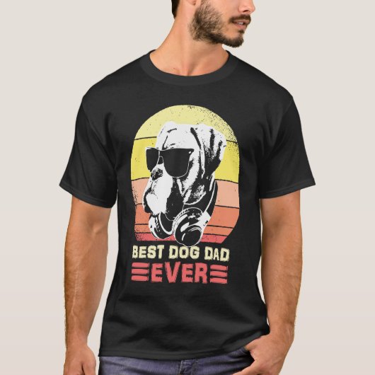 Best Boxer Dog Dad Ever Sunglasses And Headphones Tシャツ (正面)
