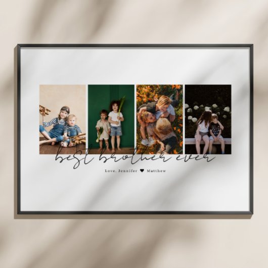 Best Brother Ever Modern Script 4 Photos Collage ポスター