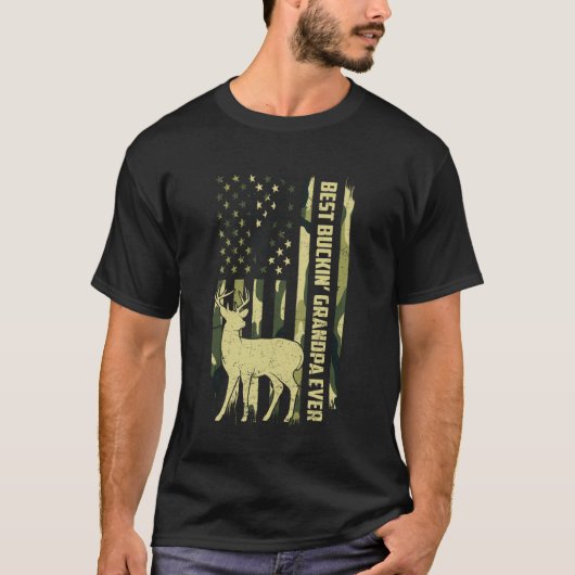 Best Buckin' Grandpa Ever Camouflage Deer Hunting  Tシャツ (正面)